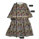 mina perhonen hana no mi ra3009 サイズ36 刺繍 七分袖 ウール ワンピース グレー レディース ミナペルホネン【中古】5-1219T♪