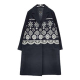 haupia CTFW1223-0115 レース 刺繍 ウールコットン コート ネイビー レディース ハウピア【中古】5-1228T∞