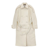 KAAL E SUKTAE メルトン フリンジ ウール混 ロング サイズ36 コート オフホワイト レディース カアルエスクタエ【中古】5-1219A△