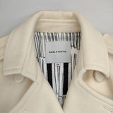 KAAL E SUKTAE メルトン フリンジ ウール混 ロング サイズ36 コート オフホワイト レディース カアルエスクタエ【中古】5-1219A△