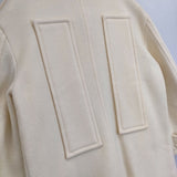 KAAL E SUKTAE メルトン フリンジ ウール混 ロング サイズ36 コート オフホワイト レディース カアルエスクタエ【中古】5-1219A△