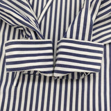 mizuiro-ind ストライプフードシャツ 定価16500円 長袖シャツ 25AW ホワイト ネイビー レディース ミズイロインド【中古】5-1121M♪