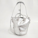 blancle ブランクレ レザー S.LEATHER CIRCLE HANDLE BAG 2way ショルダーバッグ トートバッグ シルバー レディース【中古】6-0225G∞
