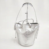 blancle ブランクレ レザー S.LEATHER CIRCLE HANDLE BAG 2way ショルダーバッグ トートバッグ シルバー レディース【中古】6-0225G∞