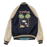 COACH リバーシブルスタジャン 刺繍 ブルゾン f29073 スカジャン ネイビー ライトブルー レディース コーチ【中古】5-1206T♪