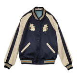 COACH リバーシブルスタジャン 刺繍 ブルゾン f29073 スカジャン ネイビー ライトブルー レディース コーチ【中古】5-1206T♪