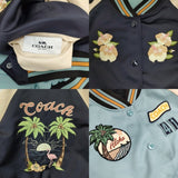 COACH リバーシブルスタジャン 刺繍 ブルゾン f29073 スカジャン ネイビー ライトブルー レディース コーチ【中古】5-1206T♪