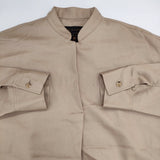 MICA & DEAL スキッパーブラウス 0121301175 定価17600円 プルオーバーウールバンドカラーシャツ ベージュ レディース マイカ＆ディール【中古】5-1206T♪