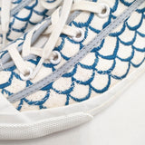 mina perhonen/MOONSTAR mermaid 刺繍 23.5cm 定価19800円 スニーカー ホワイト ブルー レディース ミナペルホネン/ムーンスター【中古】5-1222G◎