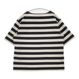 MHL. ボーダー 595-8168554 コットン 半袖Ｔシャツ カットソー ベージュ ブラック レディース エムエイチエル【中古】6-0610S∞