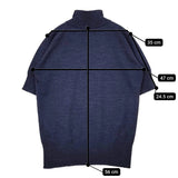 JOHN SMEDLEY ウール 半袖 ハイネック SML セーター ニット ネイビー レディース ジョンスメドレー【中古】5-1206T♪