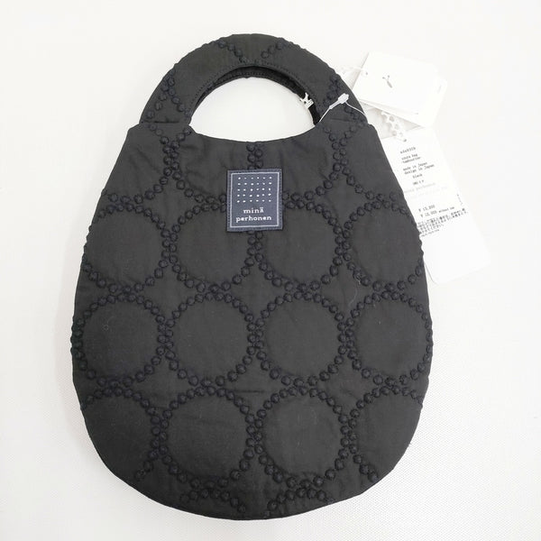 mina perhonen 新品未使用 tambourine タンバリン uzura bag ウズラバッグ 刺繍 トートバッグ 25AW ブラック レディース ミナペルホネン【中古】5-1121G♪