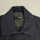 SI-HIRAI CHW-2630 コクーンコート サイズ38 ウールアルパカ混 日本製 ヘリンボーン コート ネイビー レディース スーヒライ【中古】5-1219A△