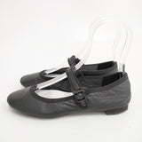 TRAVEL SHOES by chausser ストラップフラットシューズ 定価24200円 サイズ38 シューズ・靴 ブラック レディース ショセ【中古】6-0208G◎