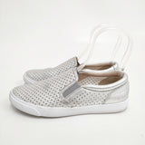 Clarks Glove Puppet グローブパペット シルバーレザー パンチングスリッポン 定価13200円 スリッポン シルバー レディース クラークス【中古】6-0208G◎