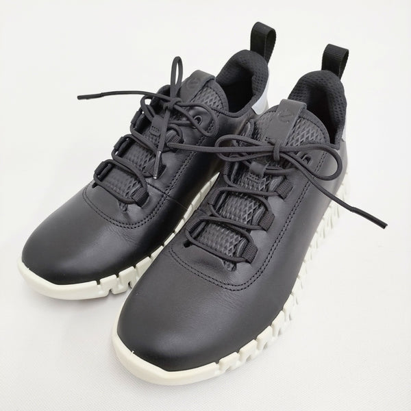 ecco gruuv flexible sole women サイズ37 定価29700円 ウォーキングシューズ レザー スニーカー ブラック ホワイト レディース エコー【中古】5-1121G♪