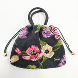 FEILER プリーマアンジェリケ 巾着バッグ ミニバッグ 手付き巾着バッグ 巾着バッグ ブラック ピンク レディース フェイラー【中古】5-1206T◎