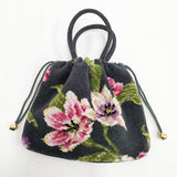 FEILER プリーマアンジェリケ 巾着バッグ ミニバッグ 手付き巾着バッグ 巾着バッグ ブラック ピンク レディース フェイラー【中古】5-1206T◎