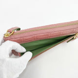 Alumuco アルムコ マットクロコダイル ラウンドファスナー 長財布 ピンク レディース【中古】5-1206G◎