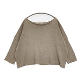 evam eva linen cotton coil yarn boat neck pullover E241K092 リネンコットン セーター ニット 24SS グレージュ レディース エヴァムエヴァ【中古】6-0303M♪