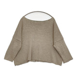 evam eva linen cotton coil yarn boat neck pullover E241K092 リネンコットン セーター ニット 24SS グレージュ レディース エヴァムエヴァ【中古】6-0303M♪