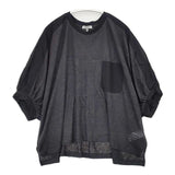 niko and... 異素材切替デザイン シアー リネン天竺ドルマンプルオーバー 半袖Ｔシャツ カットソー ブラック レディース ニコアンド【中古】6-0613S∞