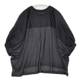 niko and... 異素材切替デザイン シアー リネン天竺ドルマンプルオーバー 半袖Ｔシャツ カットソー ブラック レディース ニコアンド【中古】6-0613S∞