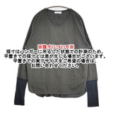 PLUSPLUS プラスプラス 袖切り替えデザイン 長袖Ｔシャツ カットソー ロンＴ チャコールグレー レディース【中古】6-0221M∞