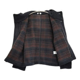 ARMEN フード付き ショート丈 サイズ0 裏地チェック コート ネイビー レディース アーメン【中古】5-1226T♪