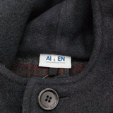 ARMEN フード付き ショート丈 サイズ0 裏地チェック コート ネイビー レディース アーメン【中古】5-1226T♪