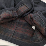 ARMEN フード付き ショート丈 サイズ0 裏地チェック コート ネイビー レディース アーメン【中古】5-1226T♪