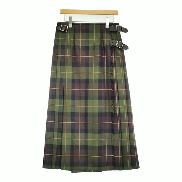 O'NEIL OF DUBLIN 新品 マキシ丈キルトスカート FASHION MAXI KILT 定価36080円 ロングスカート グリーン ブラウン レディース オニールオブダブリン【中古】5-1121T♪