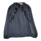 LANVIN en Bleu フリル 38 ブラウス シャツ 濃紺 ネイビー レディース ランバンオンブルー【中古】6-0221M∞