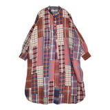 45R/45rpm インドネルパッチワークのビッグシャツドレス 定価110000円 ワンピース レッド ネイビー レディース フォーティーファイブアールピーエム【中古】5-1128T♪