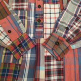 45R/45rpm インドネルパッチワークのビッグシャツドレス 定価110000円 ワンピース レッド ネイビー レディース フォーティーファイブアールピーエム【中古】5-1128T♪