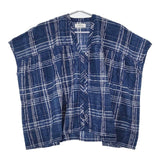 soil フラワープリント チェック Vネックギャザースモックブラウス 定価14300円 インド製 ブラウス シャツ 24SS ブルー レディース ソイル【中古】6-0613S∞
