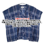 soil フラワープリント チェック Vネックギャザースモックブラウス 定価14300円 インド製 ブラウス シャツ 24SS ブルー レディース ソイル【中古】6-0613S∞