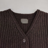 オローネ TA-13 畦編み ウール ニットジャケット カーディガン ブラウン レディース オローネ【中古】6-0101T∞