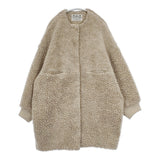 R&D.M.Co- BOA COAT 定価103400円 ノーカラー 日本製 ウール コート ベージュ レディース オールドマンズテーラー【中古】5-1219A△