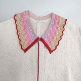 Mame Kurogouchi 襟裾レースマルチパターンニットドレス Multi Pattern Knitted Dress 定価60500円 ワンピース 22SS ベージュ レディース マメクロゴウチ【中古】6-0408M∞