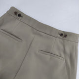 DES PRES ライトダブルクロス テーパードパンツ 定価23100円 センタープレススラックス パンツ カーキ レディース デプレ【中古】6-0412M∞