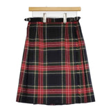 O'NEIL OF DUBLIN キルト ラップ プリーツ チェック スカート レッド グリーン レディース オニールオブダブリン【中古】6-0105T∞