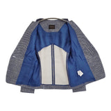 TOMORROWLAND フラットテープ キザミカラージャケット 定価39600円 ノーカラージャケット 25SS ブルー ホワイト レディース トゥモローランド【中古】5-1128M♪