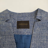 TOMORROWLAND フラットテープ キザミカラージャケット 定価39600円 ノーカラージャケット 25SS ブルー ホワイト レディース トゥモローランド【中古】5-1128M♪