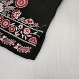 NE QUITTEZ PAS 刺繍 チャイナボタン 010991597 インド製 コットン ブラウス シャツ ブラック レディース ヌキテパ【中古】6-0307M∞