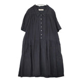 Lisette リネン ギャザー LO-130513 半袖 ドレス ワンピース ブラック レディース リゼッタ【中古】6-0613S∞