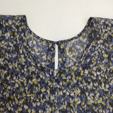 humoresque シルク loop shirt DS2201 総柄 半袖 ブラウス シャツ ネイビー イエロー レディース ユーモレスク【中古】6-0613S∞