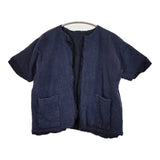 veritecoeur ハーフスリーブコート VC-2212 定価44000円 ノーカラージャケット ネイビー レディース ヴェリテクール【中古】5-1214T♪