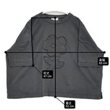 mao made 25SS きれいめ天竺ピグメント染め お花パッチししゅうTEE 定価15400円 521208 半袖Ｔシャツ カットソー ブラック レディース マオメイド【中古】6-0430S◎
