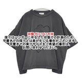 mao made 25SS きれいめ天竺ピグメント染め お花パッチししゅうTEE 定価15400円 521208 半袖Ｔシャツ カットソー ブラック レディース マオメイド【中古】6-0430S◎